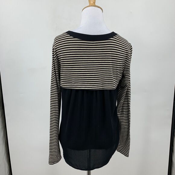 Massimo Rebecchi Popover Top Womens S Small Multi Striped Long Sleeve Drop Tail - Picture 5 of 9